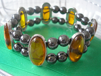 Haematite And Faux Amber Bracelet