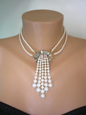 Vintage Art Deco Style Pearl Choker Necklace