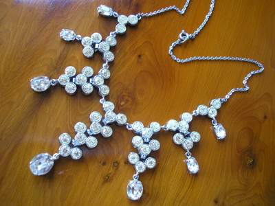Antique Art Deco MILGRAIN Paste Dropper Necklace