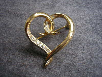 ATTWOOD & SAWYER Gold Plated Heart Brooch (Signed)