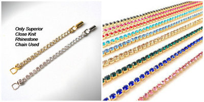 Coloured Rhinestone Necklace Extender With Fold Over Clasp (GOLD) - FREE UK Delivery With Discount Code 'FREEDEL'